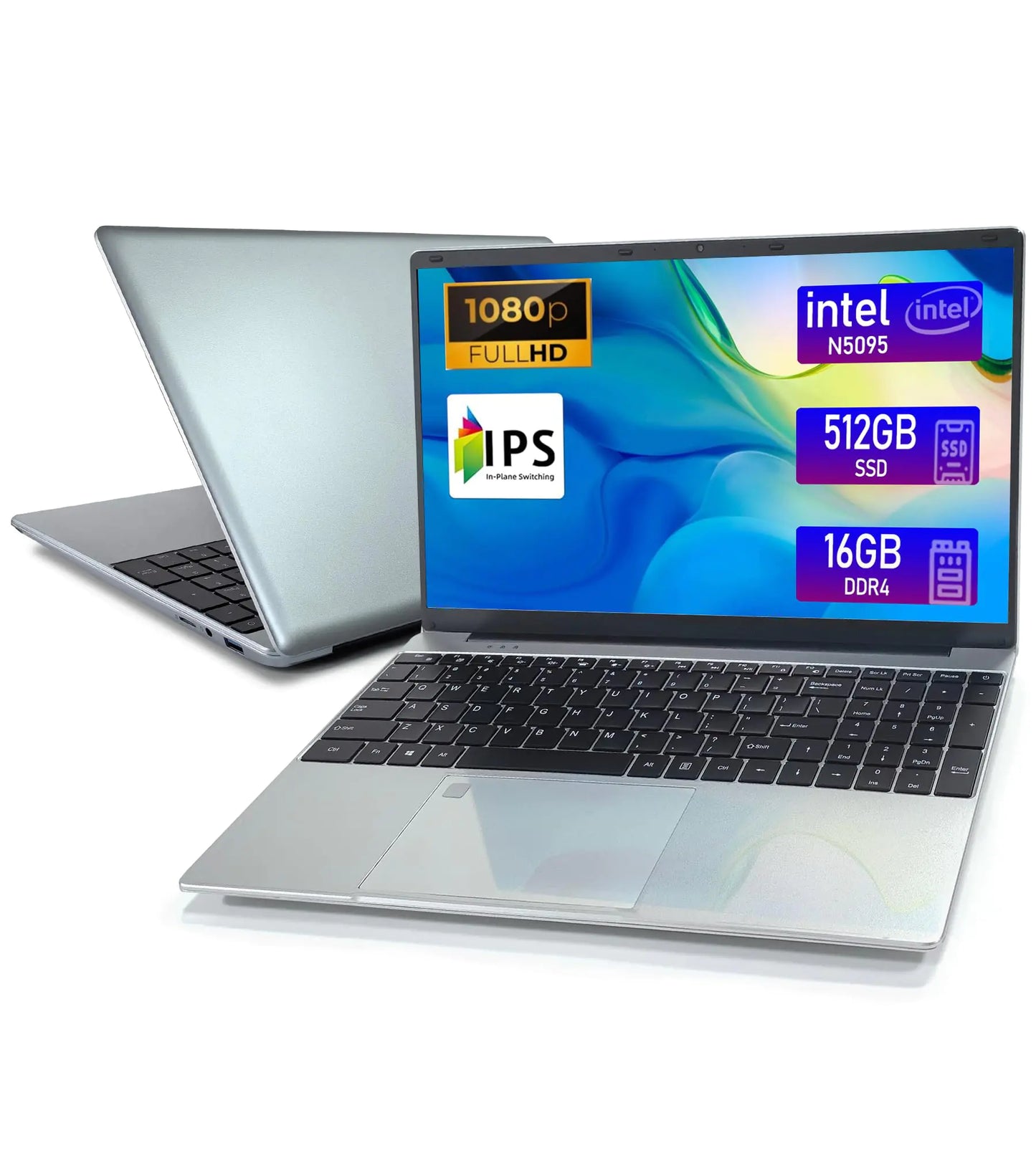 IJKKJI Laptop - Laptop Computer 15.6 Inch Laptops 16GB DDR4 RAM 512GB SSD Intel Celeron N5095 Computers with Win 11 1920 x 1080 Display Type-C HD for Businesses and Students (16GB RAM+512 SSD)