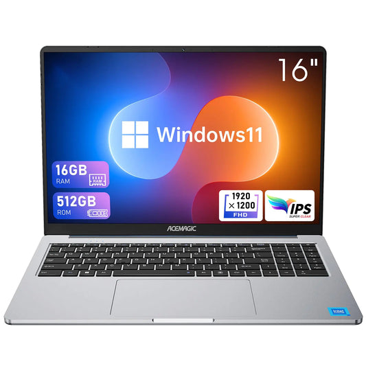 ACEMAGIC 16 inch Laptop Computer Powered by N95 Processor16GB DDR4 RAM 512GB SSDFHD 1920 * 1200PWiFiBT5.0Type_C38Wh Battery
