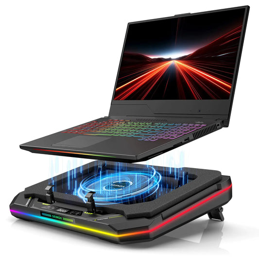 seenda Laptop Cooling Pad Gaming Laptop Cooler with 4.72inch Turbo Fan Dust Filters Touch Control RGB Light 10-17.3inch Laptop Cooler with 3-Port USB Hub