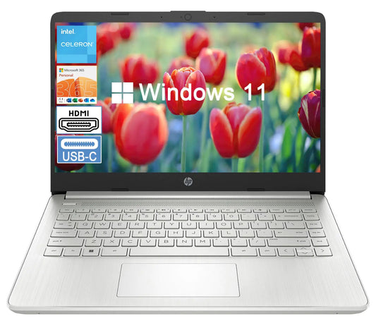 HP 2024 Stream 14 inch Laptop for Students and Business Silver Laptop 16GB RAM + 128GB eMMC Storage 1-Year Office 365 ‎Intel Celeron N4120 Intel UHD Graphics Win 11 S